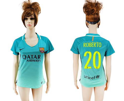 Women's Barcelona #20 Roberto Sec Away Soccer Club Jersey - Click Image to Close